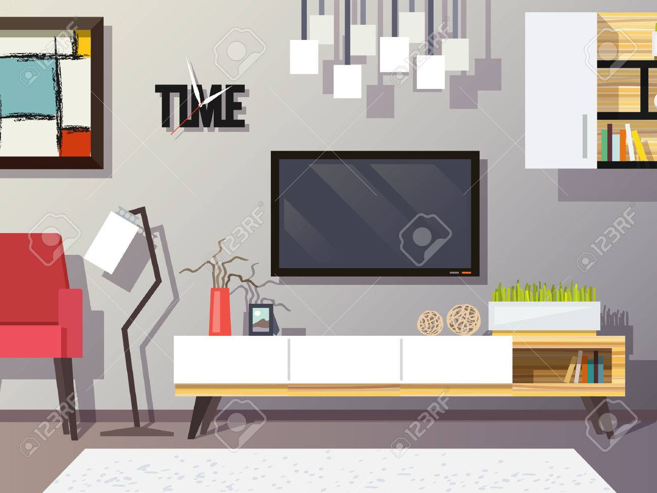 Living Room Interior Concept With Modern Furniture Set Flat Vector - Living Room Interior Concept With Modern Furniture Set Flat Vectorillustration Stock Vector living room interior concept with modern furniture set flat vector - living room interior concept with modern furniture set flat vectorillustration stock vector