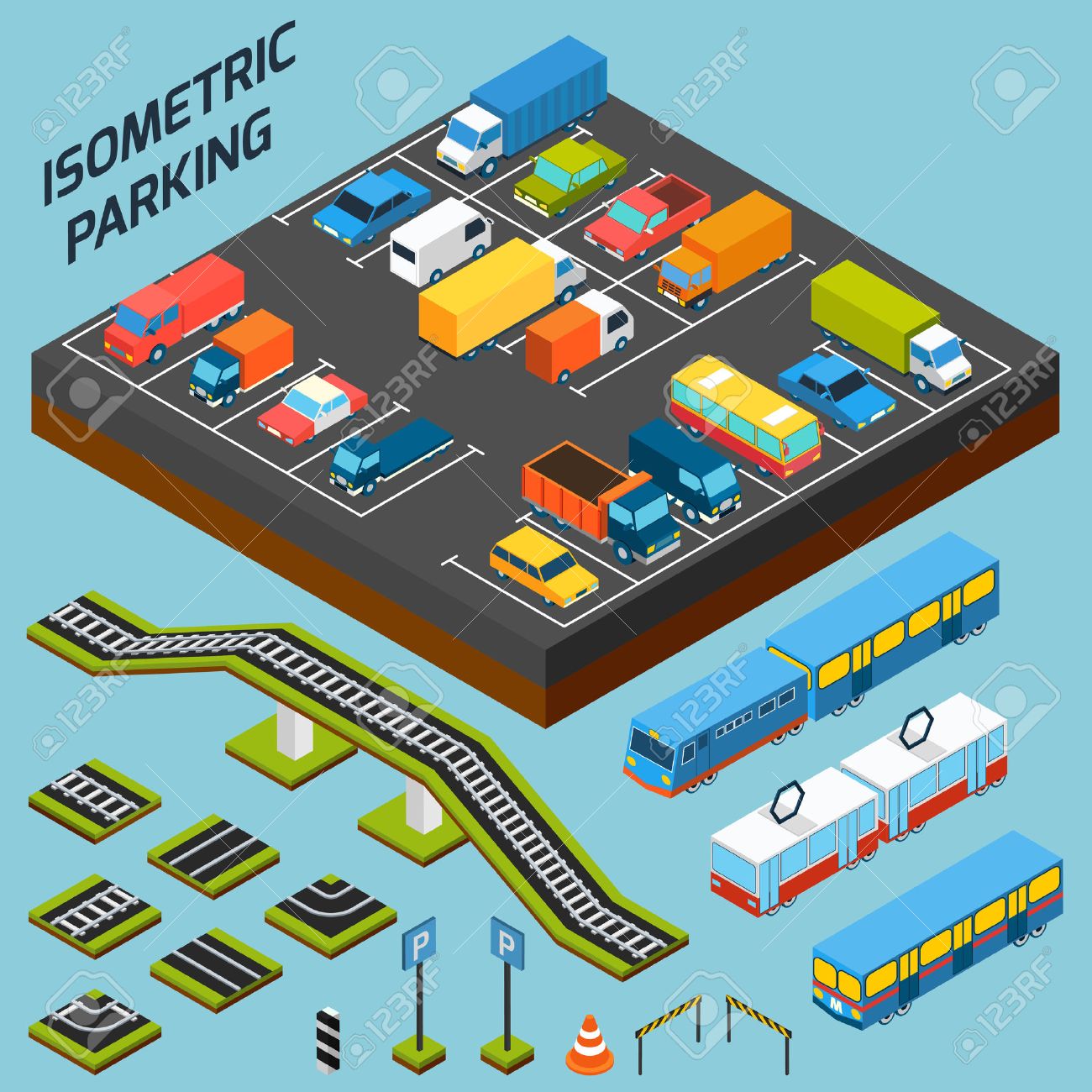 Estacionamento Para Caminhões Ilustração do Vetor - Ilustração de