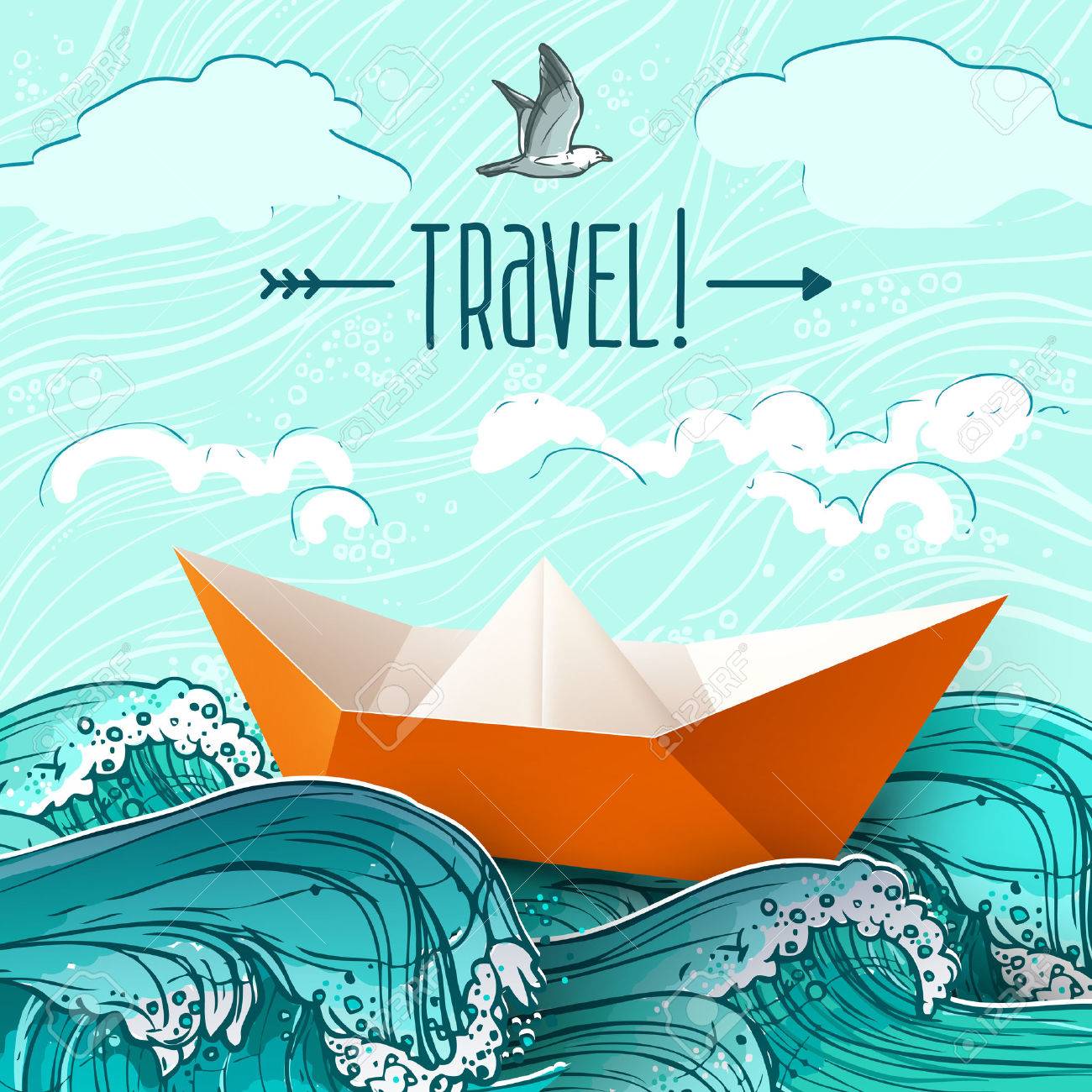 origami paper ship on