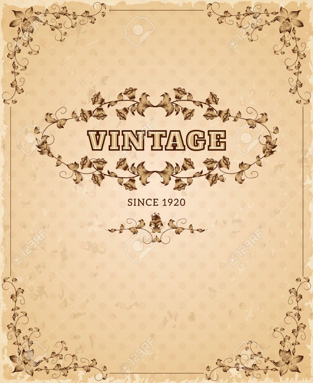 レトロなスタイル歳紙華やかなノスタルジックなビンテージ表紙ポスター装飾デザイン インク セピア色の抽象的なベクトル イラストのイラスト素材 ベクタ Image