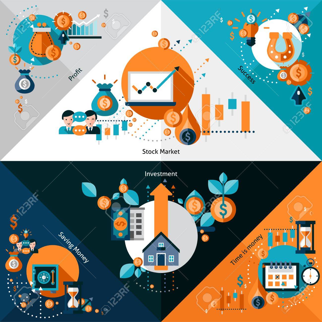 株式市場の利益の成功要素分離ベクトル イラスト入り投資コーナーのイラスト素材 ベクタ Image