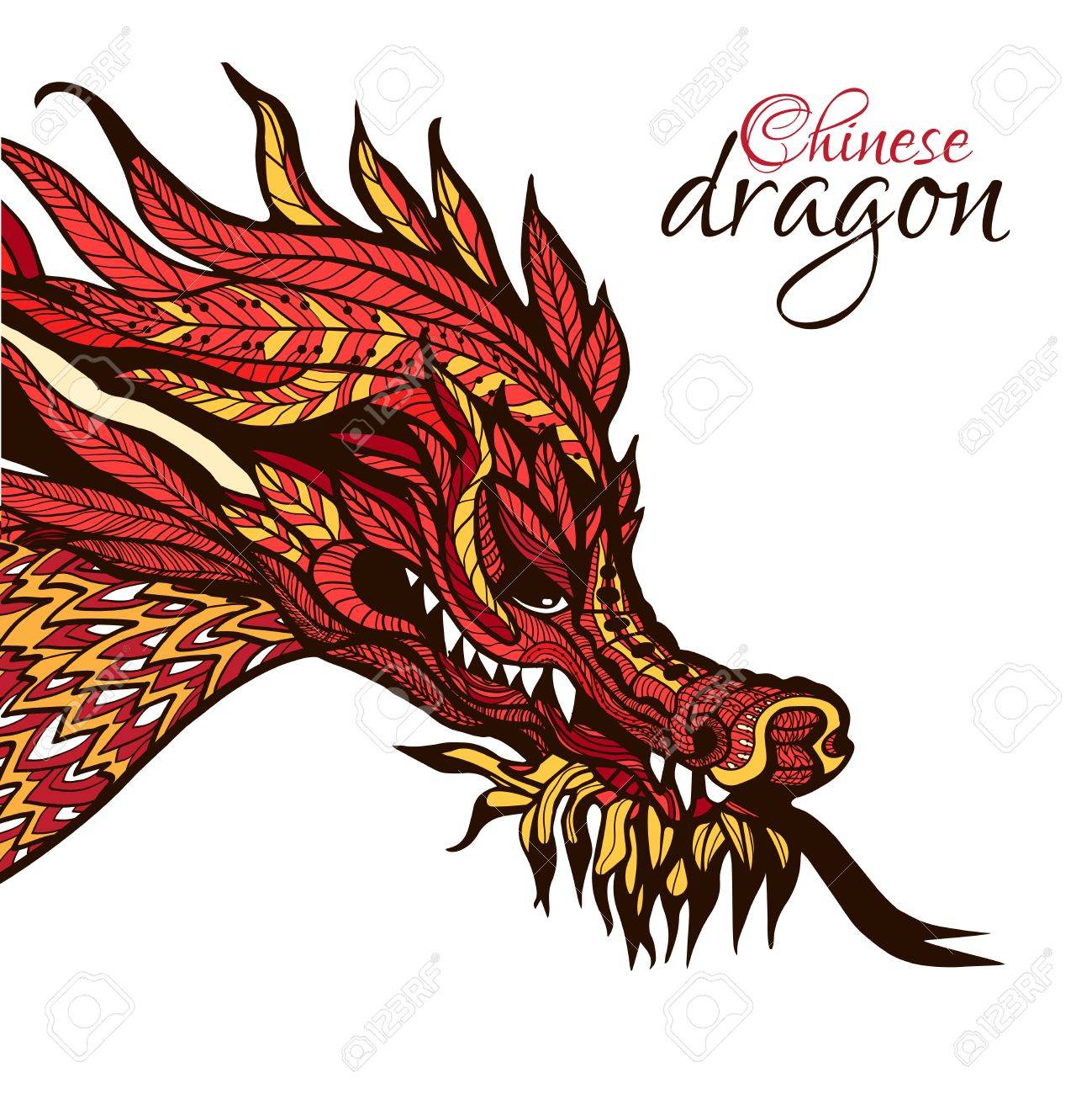 Hand Drawn Chinese Dragon Head With Colored Ornament Vector Illustration Royalty Free Cliparts Vectors And Stock Illustration Image 45805925,Girl Drawing Tomboy Profile Pics