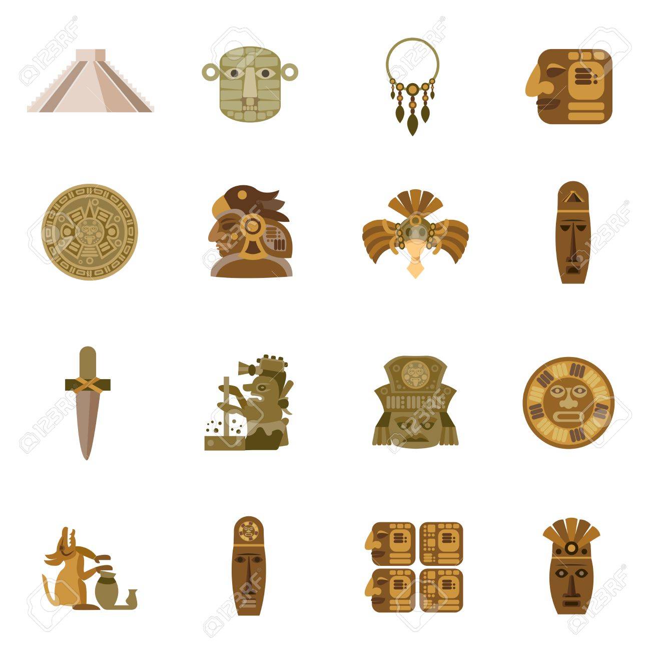 Flat Icon Maya Indian Tribal Religion Symbols Set Isolated Vector  Illustration Royalty Free SVG, Cliparts, Vectors, and Stock Illustration.  Image 47627970.