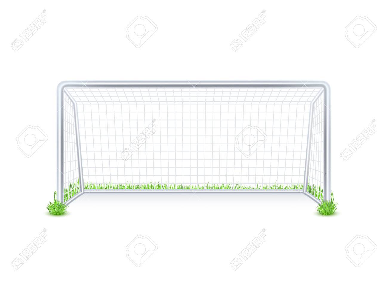 Outdoor soccer football game goal metal gate with white net on grass background print abstract vector illustration - 51154673 Outdoor soccer football game goal metal gate with white net on grass background print abstract vector illustration - 51154673