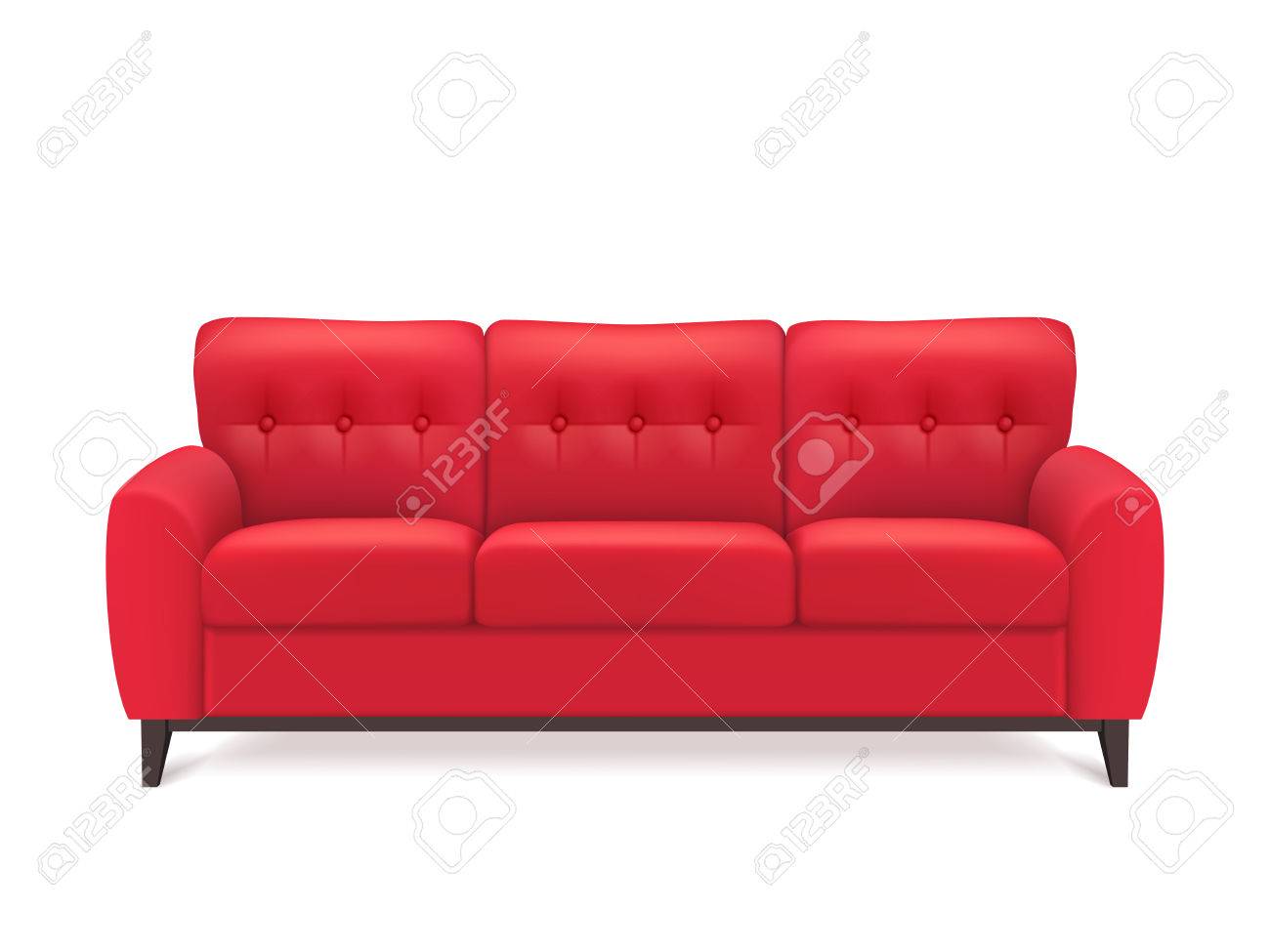 Red leather luxury sofa for modern living room reception or lounge single object realistic design vector illustration - 52695504 Red leather luxury sofa for modern living room reception or lounge single object realistic design vector illustration - 52695504