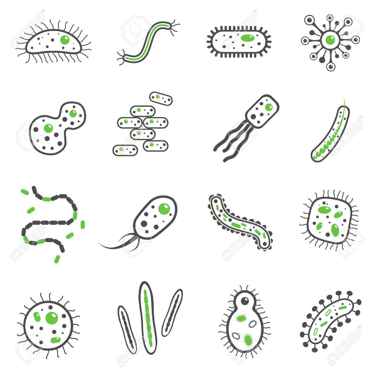 Las Bacterias Y Microbios Patógenos Iconos Negros Fijaron Ilustración  Vectorial Aislado Ilustraciones svg, vectoriales, clip art vectorizado  libre de derechos. Image 52699067