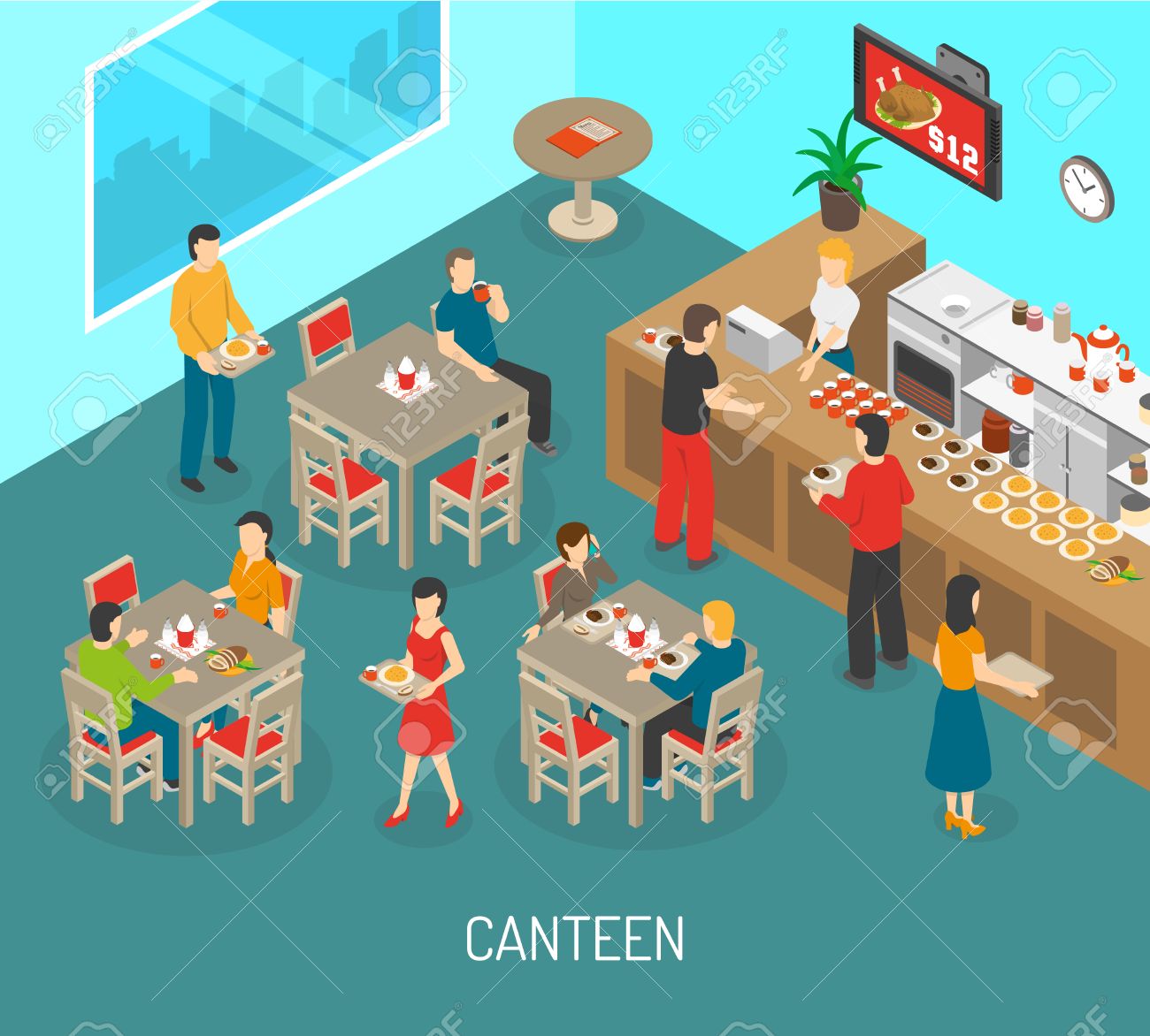 Food in workplace isometric poster with canteen lunch meals for company employees and director abstract vector illustration - 57229699 Food in workplace isometric poster with canteen lunch meals for company employees and director abstract vector illustration - 57229699