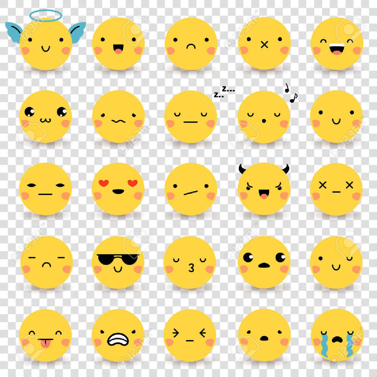 Twenty-five cute yellow flat emoticons set with various emotions isolated on transparent background vector illustrations - 59676179 Twenty-five cute yellow flat emoticons set with various emotions isolated on transparent background vector illustrations - 59676179