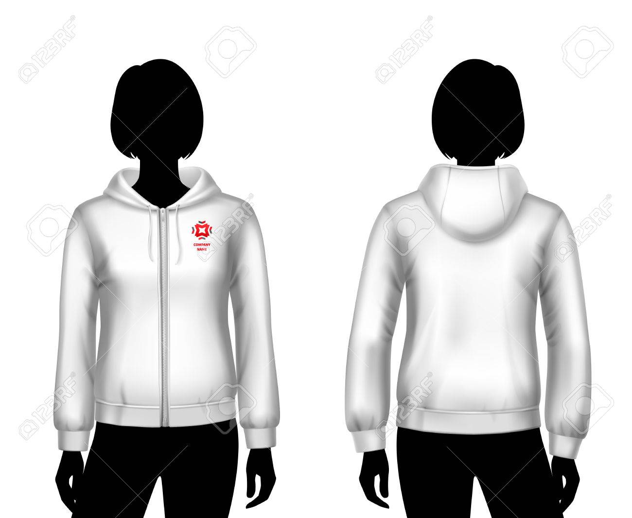 Weiblich Kapuzen Sweatshirt Weiß Vorlage Auf Frau Körper Weiße Herren Sweatshirt Vorlage Mit Probe Text Vorder Und