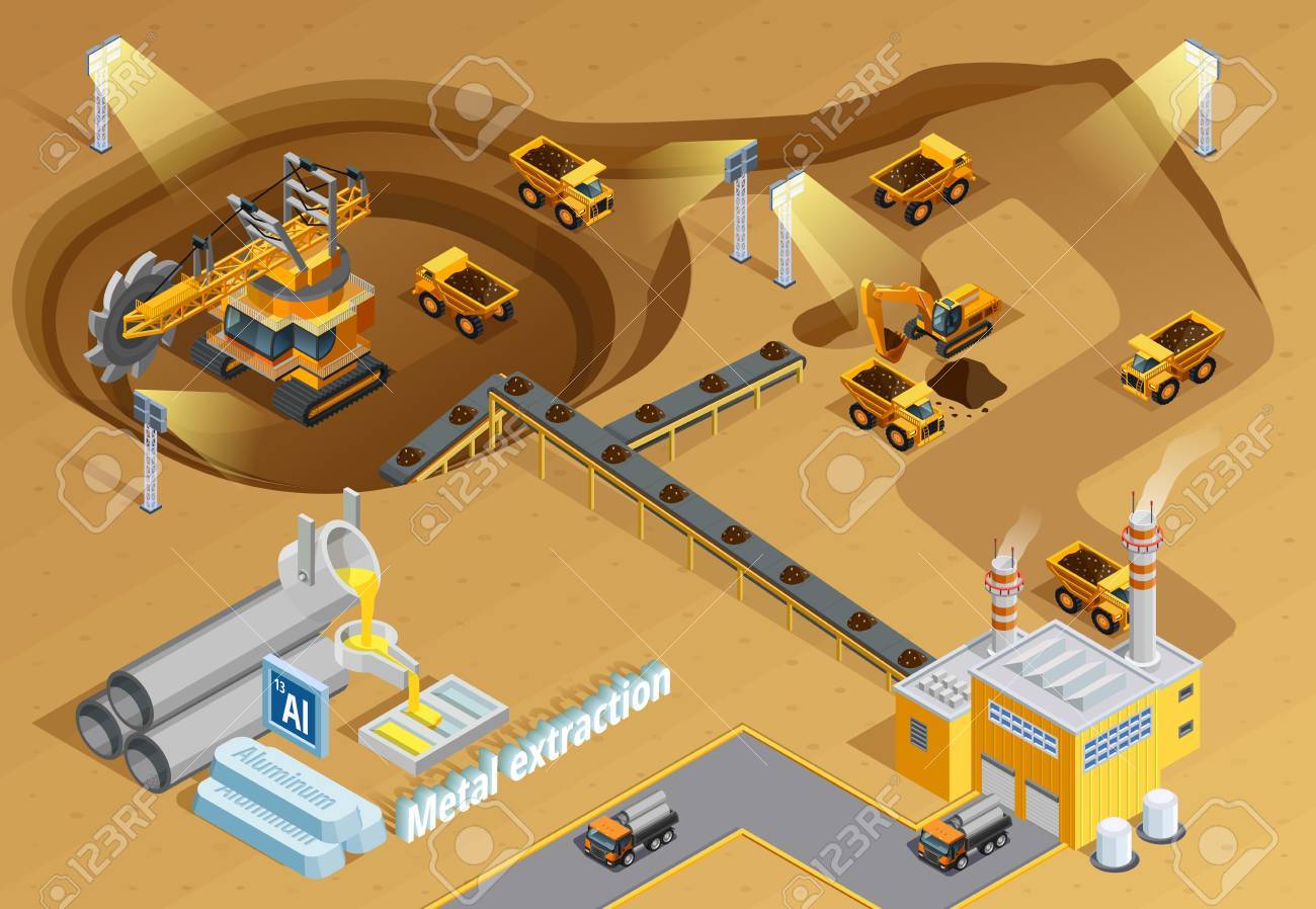 Mining and metal extraction background with machinery and equipment symbols isometric vector illustration - 67964639 Mining and metal extraction background with machinery and equipment symbols isometric vector illustration - 67964639