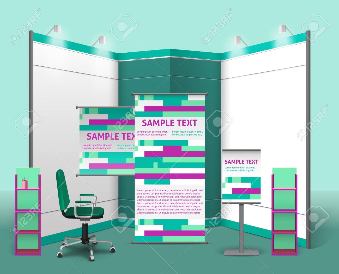 展示会スタンド デザイン テンプレート ベクトル図で分離した企業のスタイル オブジェクトの広告のイラスト素材 ベクタ Image 展示会スタンド デザイン テンプレート ベクトル図で分離した企業のスタイル オブジェクトの広告のイラスト素材 ベクタ Image