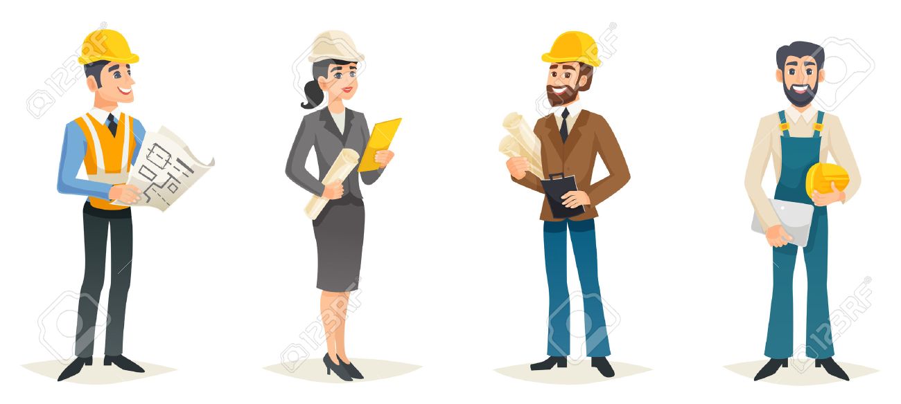 Engineers cartoon set with civil engineering construction workers architect and surveyor isolated vector illustration - 67279029 Engineers cartoon set with civil engineering construction workers architect and surveyor isolated vector illustration - 67279029