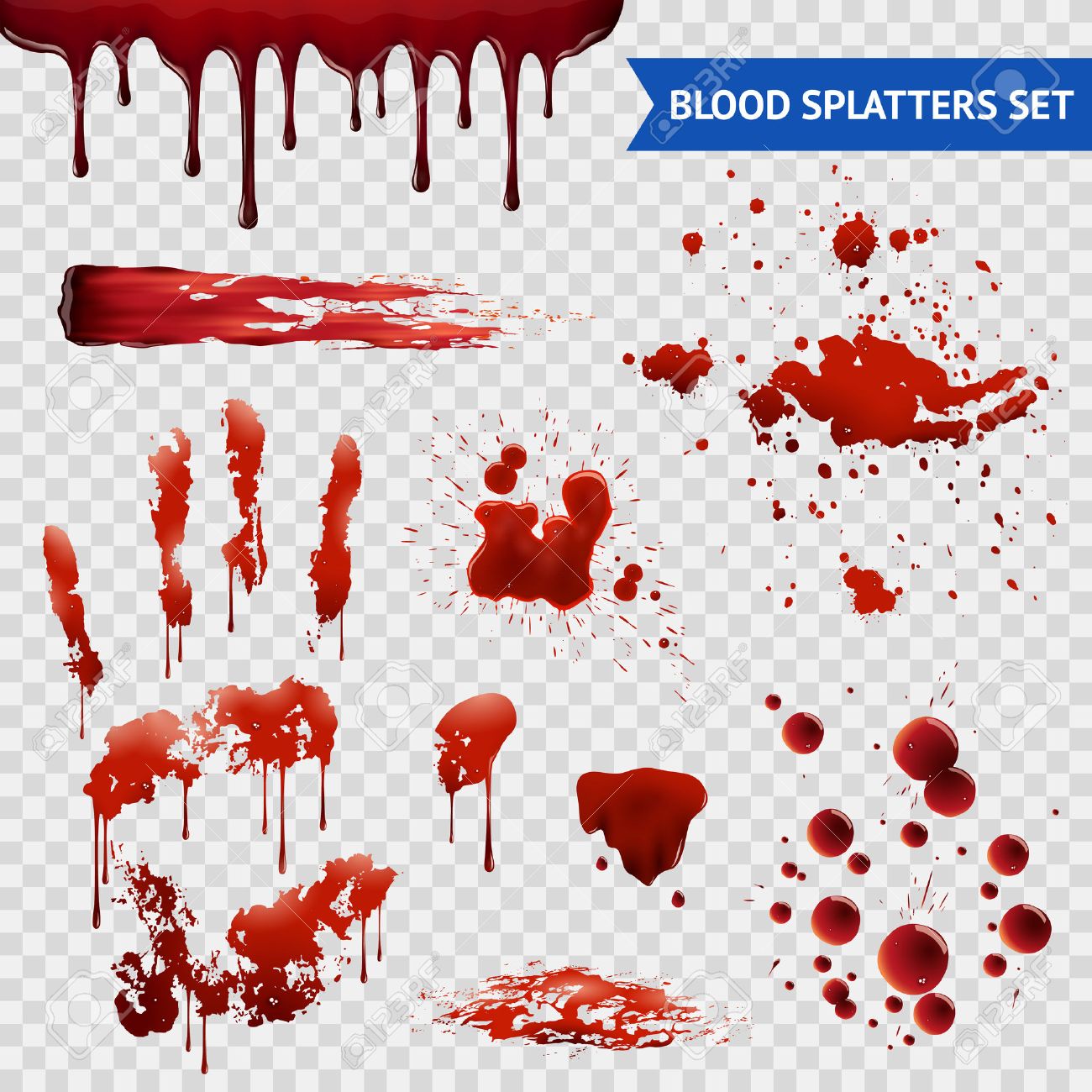 Blood spatters realistic bloodstains patterns set of smears splashes drippings drops and handprint with transparent background vector illustration - 68111630 Blood spatters realistic bloodstains patterns set of smears splashes drippings drops and handprint with transparent background vector illustration - 68111630