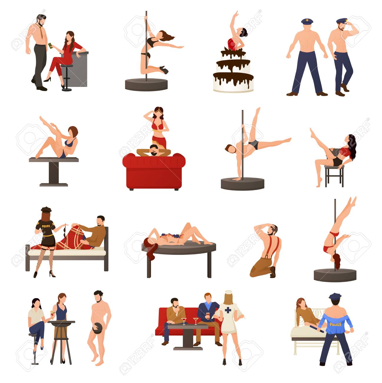 Exotic Dancer Icon Set With Girl Dance Striptease She Are A Stripper Royalty Free Cliparts Vectors And Stock Illustration Image 72027555