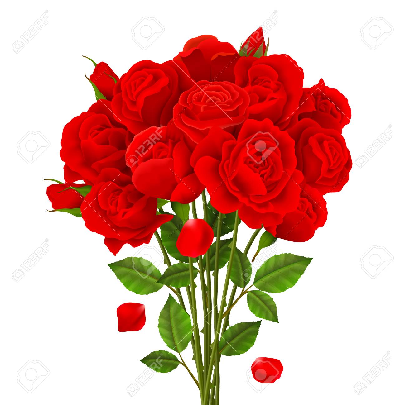 バラの花束 赤い花と緑の葉 現実的なベクトル図のイラスト素材 ベクタ Image 85 バラの花束 赤い花と緑の葉 現実的なベクトル図のイラスト素材 ベクタ Image 85