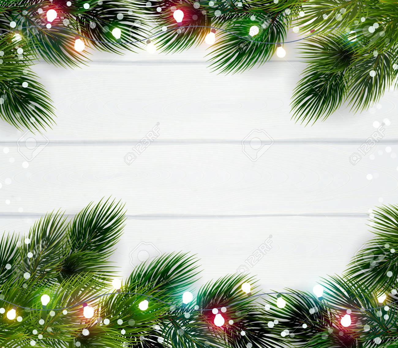 christmas frame template with pine twigs decorated by colorful christmas frame template