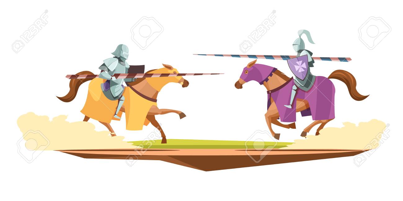 Medieval knits tournament cartoon composition vector illustration. - 88849495 Medieval knits tournament cartoon composition vector illustration. - 88849495