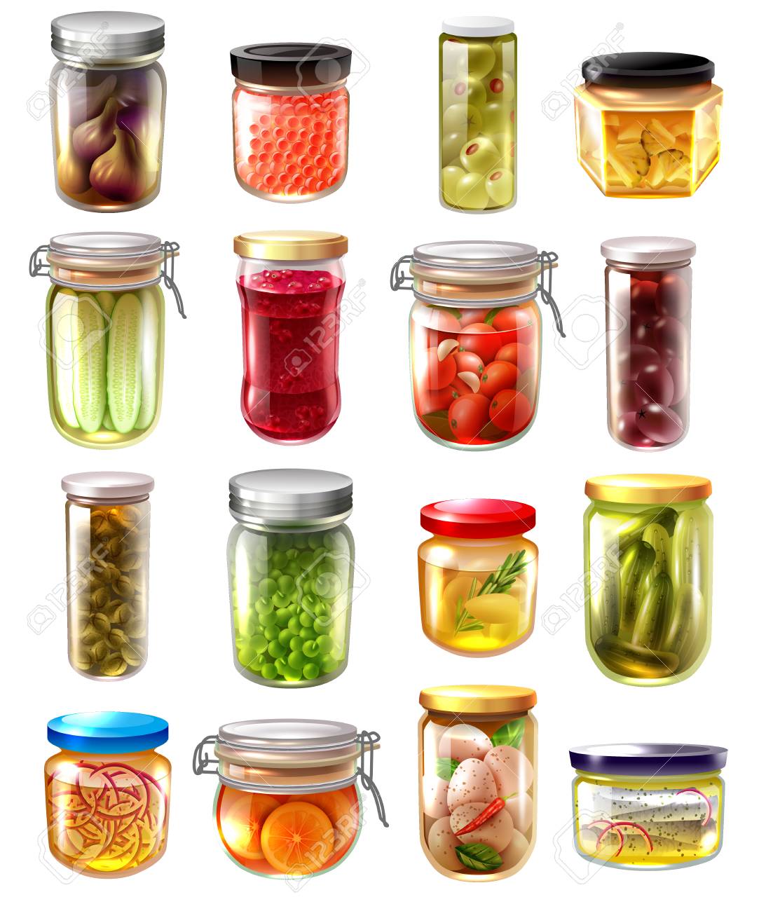 food in glass jars