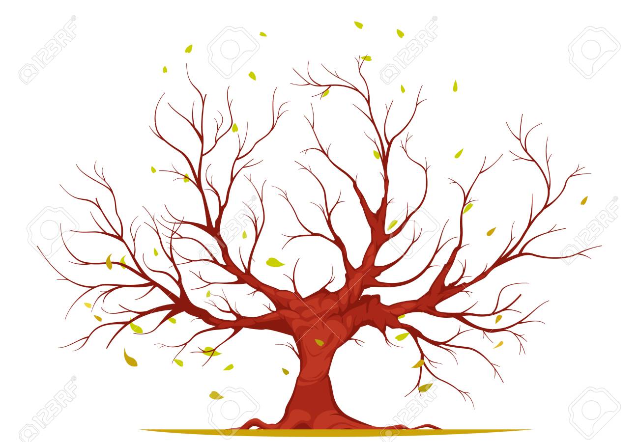 Huge Tree With Large Trunk Bare Branches And Roots Falling Royalty Free Cliparts Vectors And Stock Illustration Image 100069828