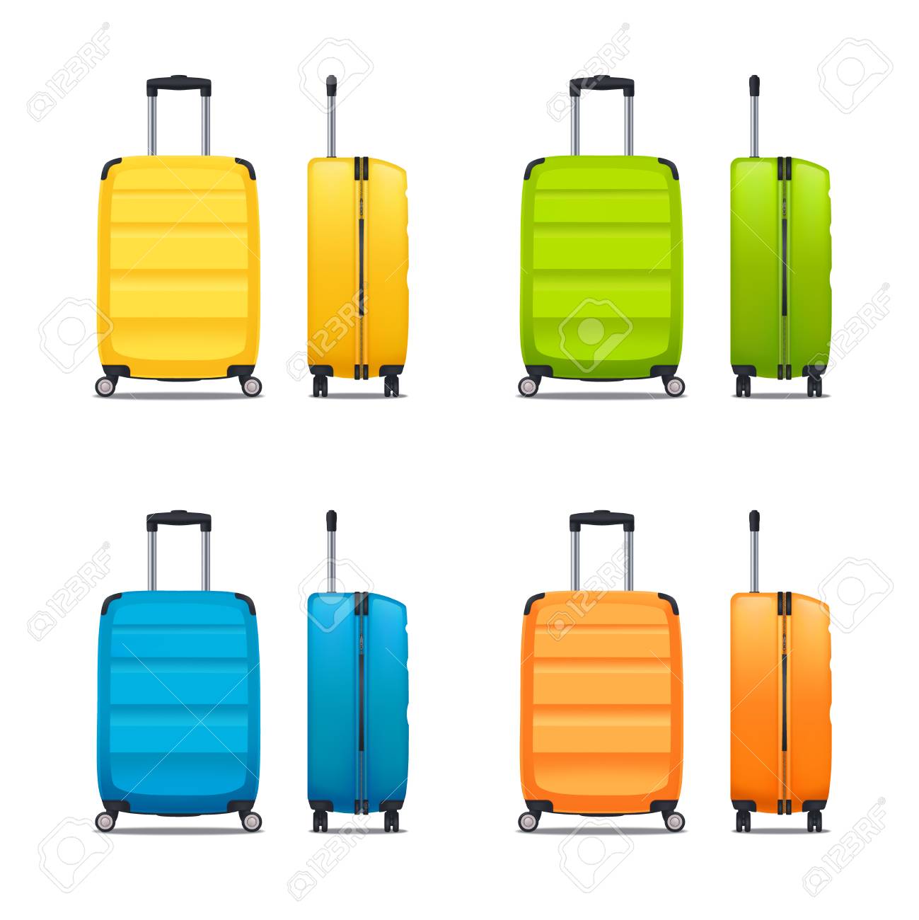 colorful suitcases with wheels