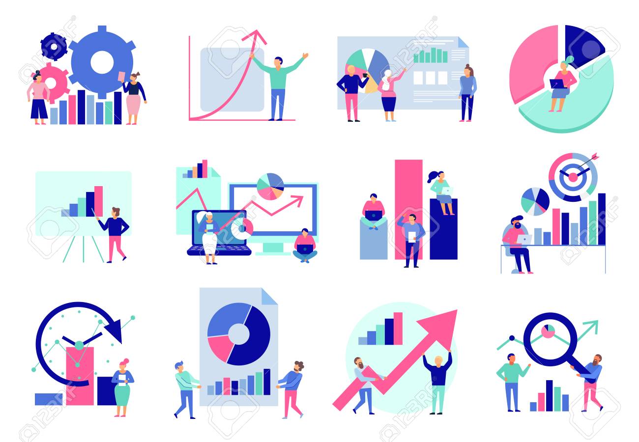 Data analytics diagrams graphic results presentation analysis tools techniques decision making flat icons collection isolated vector illustration - 111823915 Data analytics diagrams graphic results presentation analysis tools techniques decision making flat icons collection isolated vector illustration - 111823915