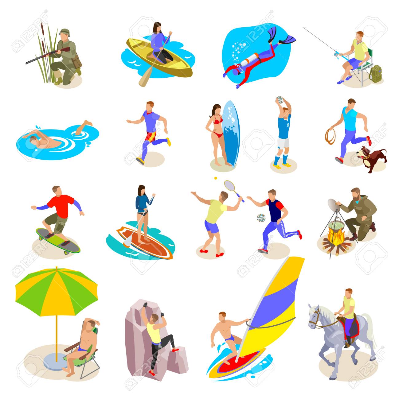Outdoor activities icons set with sports and recreation symbols isometric isolated vector illustration - 127268777 Outdoor activities icons set with sports and recreation symbols isometric isolated vector illustration - 127268777