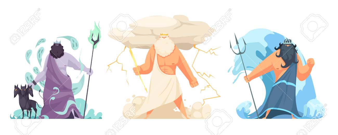 Three powerful ancient greek brothers gods horizontal set with hades zeus and poseidon cartoon isolated vector illustration - 117444830 Three powerful ancient greek brothers gods horizontal set with hades zeus and poseidon cartoon isolated vector illustration - 117444830