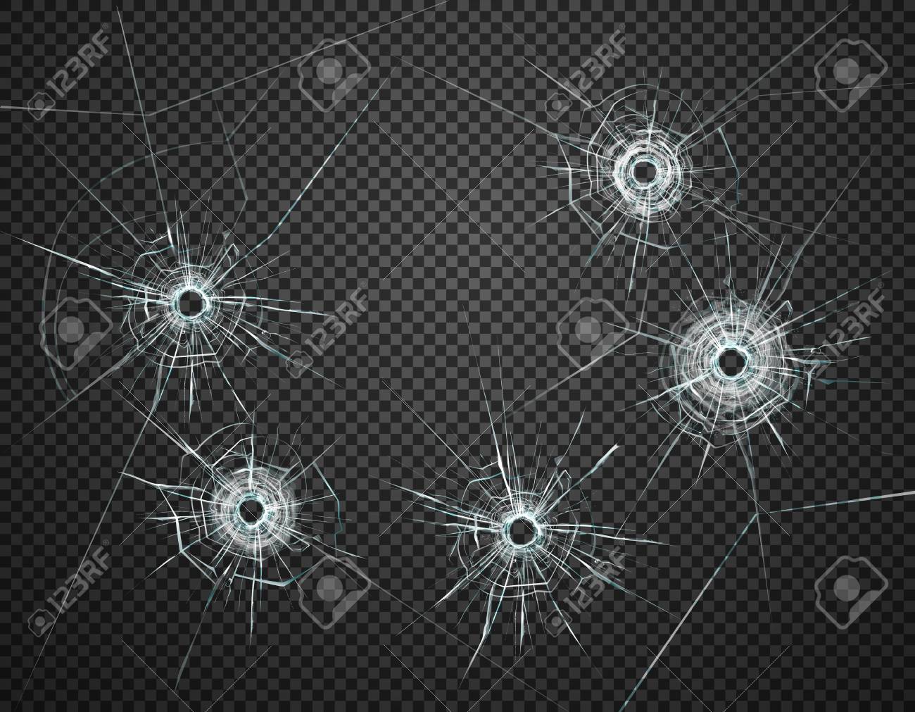 Five bullet holes in glass closeup realistic image against dark transparent background vector illustration - 119216972 Five bullet holes in glass closeup realistic image against dark transparent background vector illustration - 119216972