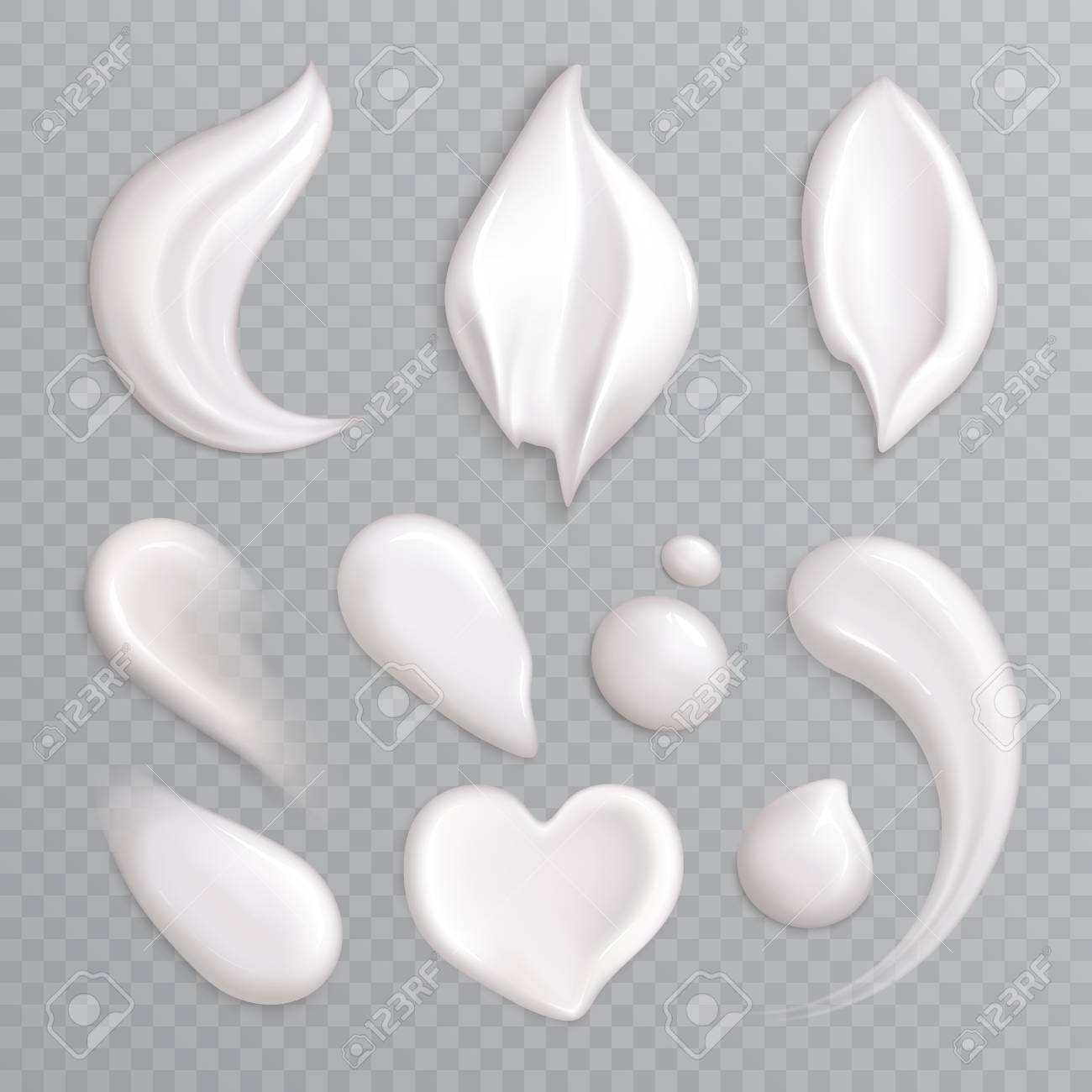 Cosmetic cream smears realistic icon set with white isolated elements different shapes and sizes vector illustration - 120960263 Cosmetic cream smears realistic icon set with white isolated elements different shapes and sizes vector illustration - 120960263