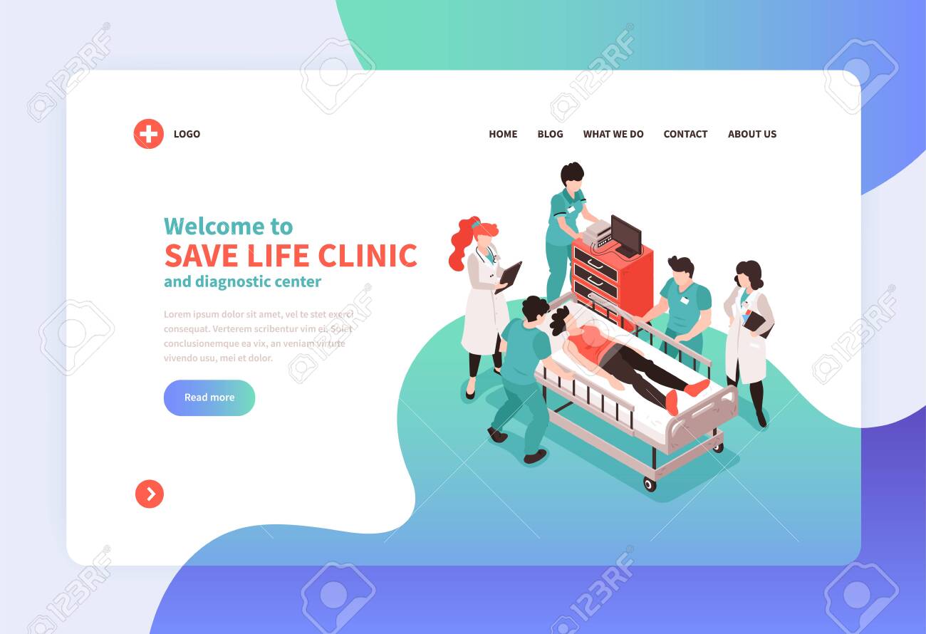 Isometric Hospital Concept Banner Web Site Page Design With Images