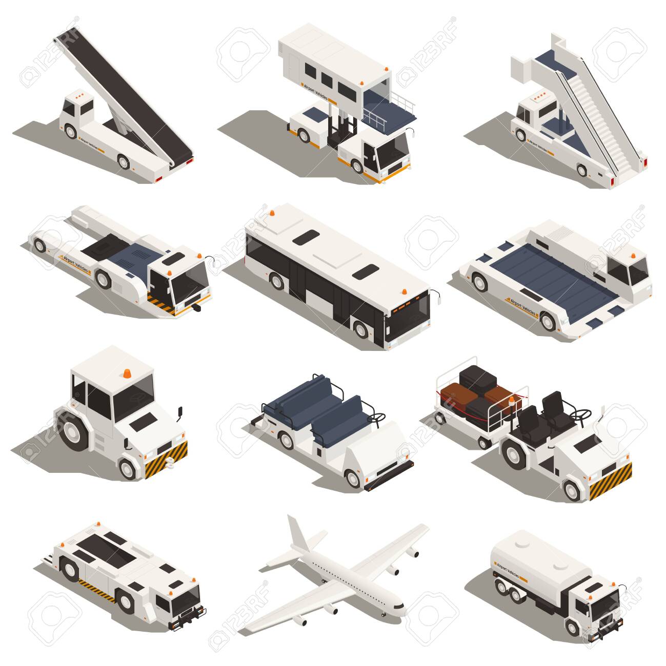 Set Of Isolated Isometric Airport Cars With Passenger Vehicles Royalty Free Cliparts Vectors And Stock Illustration Image 134859749
