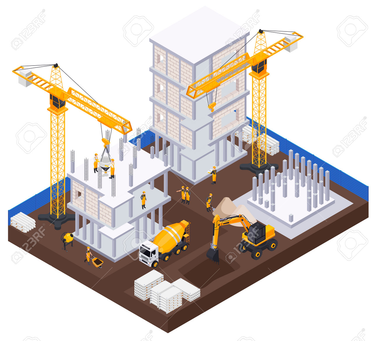 Construction Industry Isometric Concept - 171636213 Construction Industry Isometric Concept - 171636213