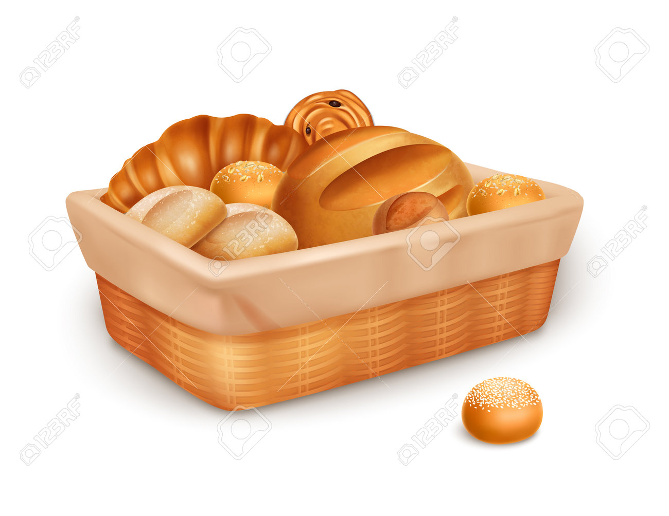 Bread In Basket Illustration Royalty Free SVG, Cliparts, Vectors, and Stock  Illustration. Image 196282541., image size:1300x1004