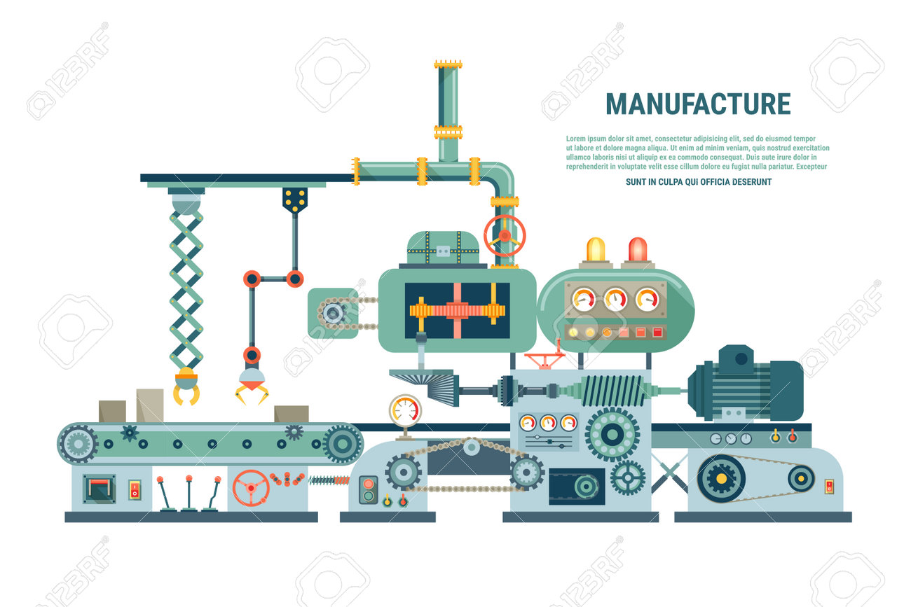 Industrial abstract machine in flat style. Factory construction equipment, engineering vector illustration - 166767550 Industrial abstract machine in flat style. Factory construction equipment, engineering vector illustration - 166767550