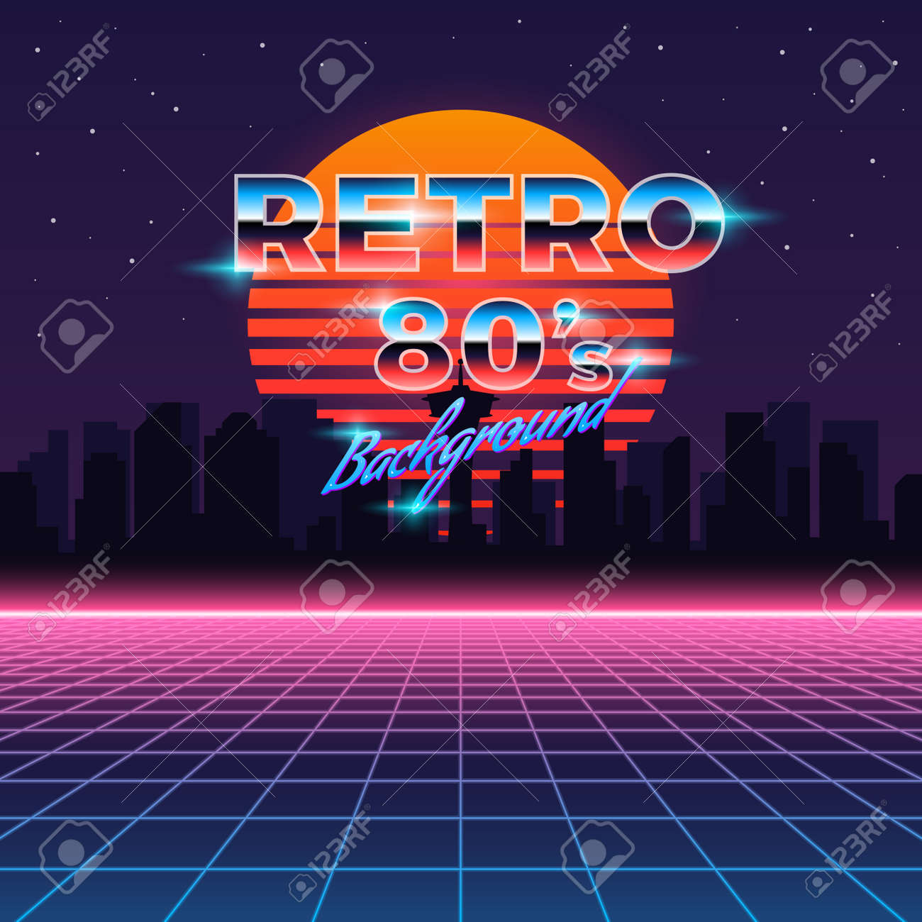 Retro neon background in 80's style - 166799210 Retro neon background in 80's style - 166799210