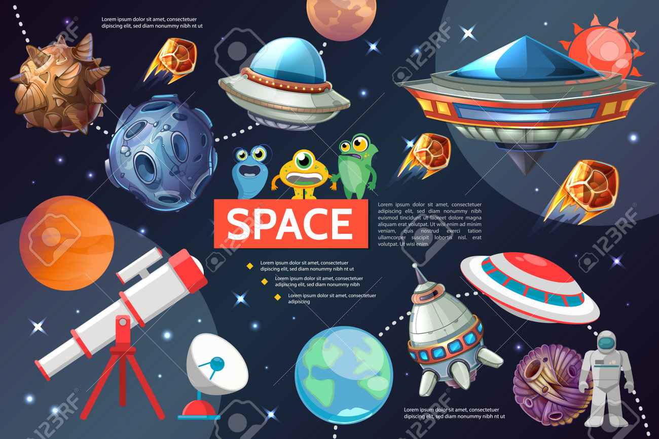 Coleção de elementos espaciais dos desenhos animados com planetas do sol estrelas naves espaciais ufo telescópio antena parabólica astronauta asteróides aliens bonitos ilustração vetorial isolada - 166860170 Coleção de elementos espaciais dos desenhos animados com planetas do sol estrelas naves espaciais ufo telescópio antena parabólica astronauta asteróides aliens bonitos ilustração vetorial isolada - 166860170