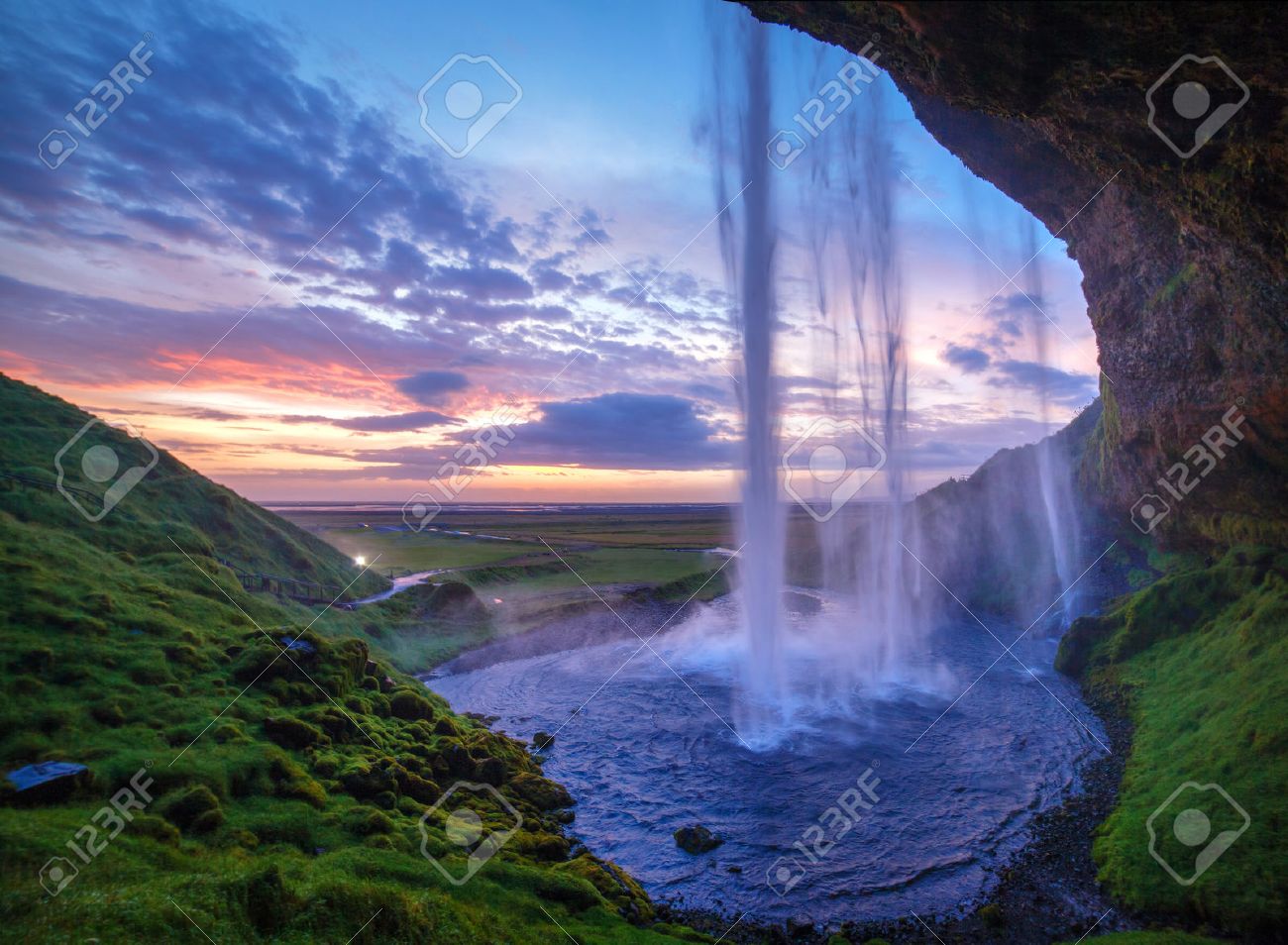 Seljalandfoss waterfall at sunset, Iceland Horizontal shot - 26192008 Seljalandfoss waterfall at sunset, Iceland Horizontal shot - 26192008