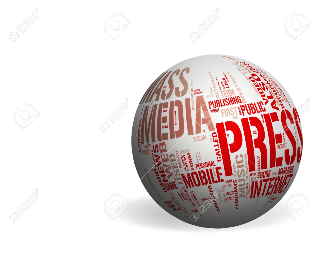 mass media concepts over a white sphere whitespace background the first form of mass media was the