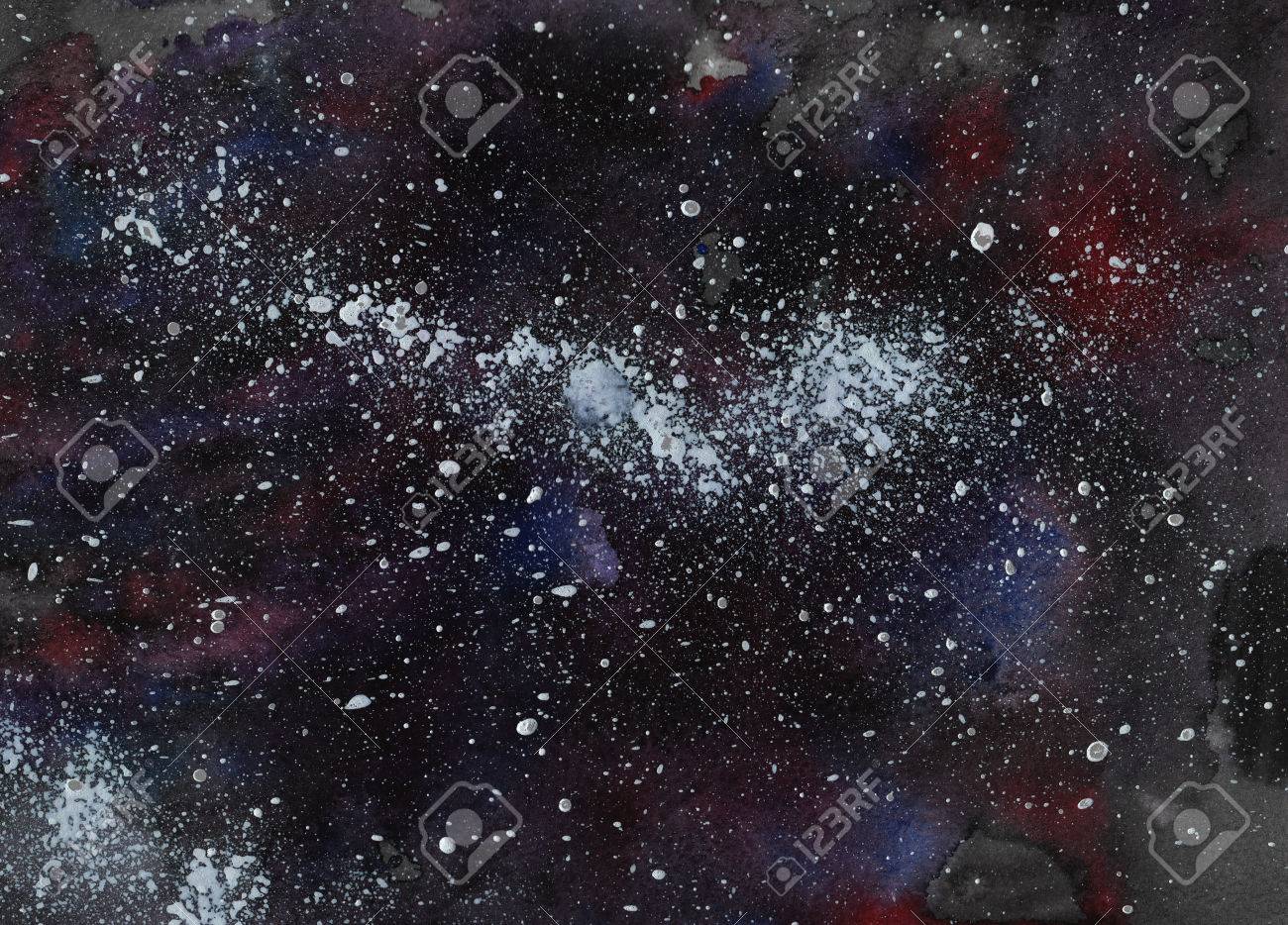 水彩画背景 宇宙 星 天の川 の写真素材 画像素材 Image