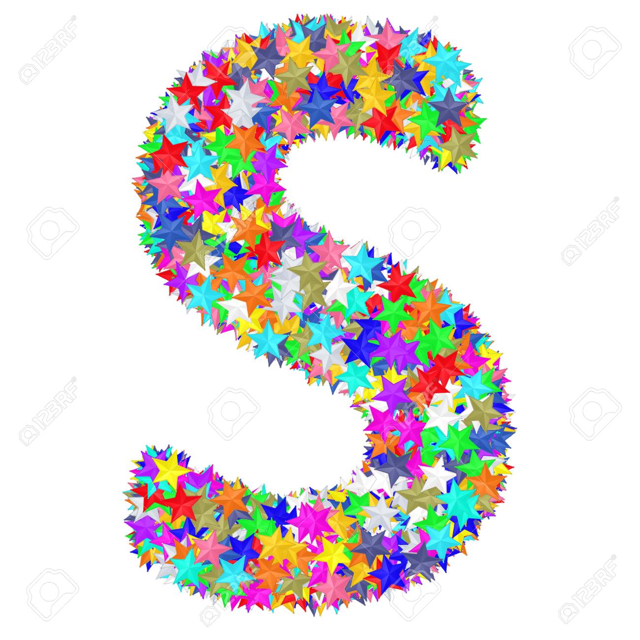alphabet symbol letter s composed of colorful stars isolated stock composed letter