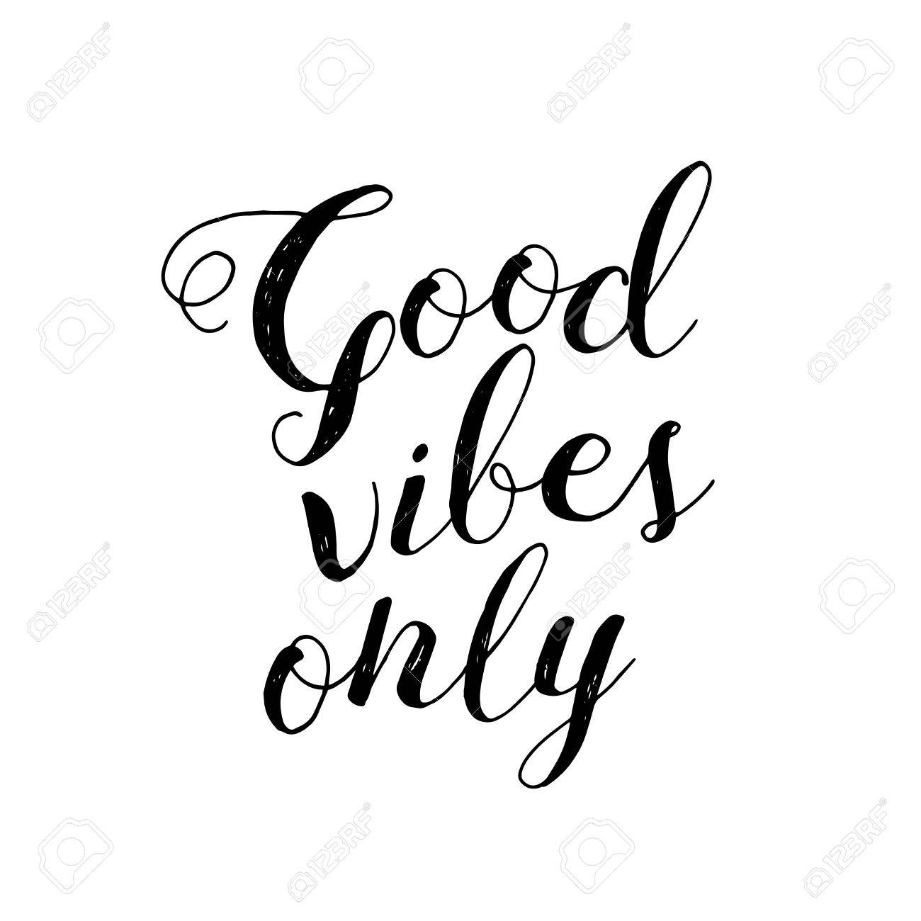 Lettrage Citation Inspiree Good Vibes Seulement Graphiques A La Mode Modernes Pour La Bonne Humeur Clip Art Libres De Droits Vecteurs Et Illustration Image