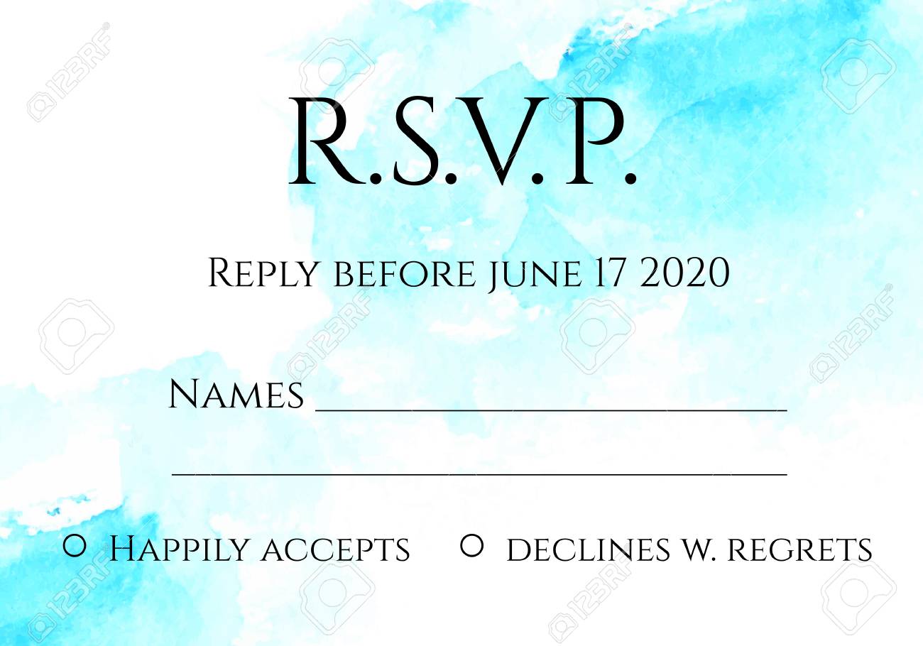 rsvp 5x7 inches card template with hand painted watercolor 5x7 card template