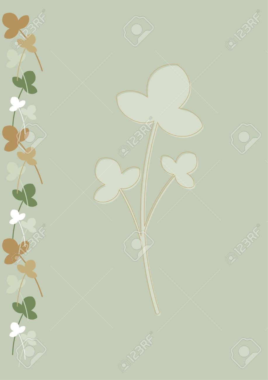 background for stationery with green beige and brown flowers