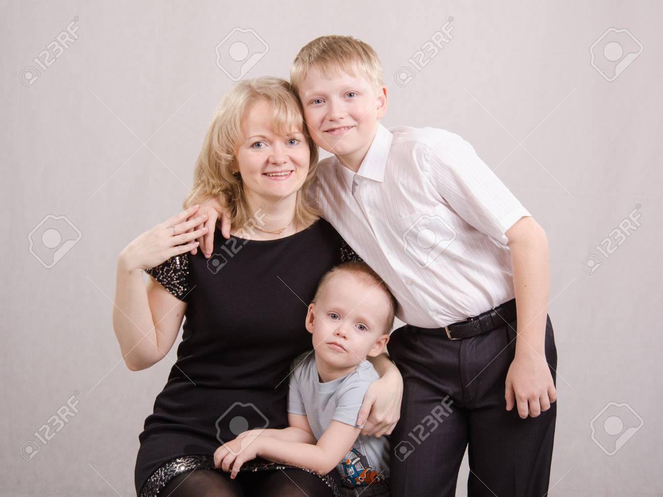 Mom And Son Cuddling Two Looks In The Frame Stock Photo Picture