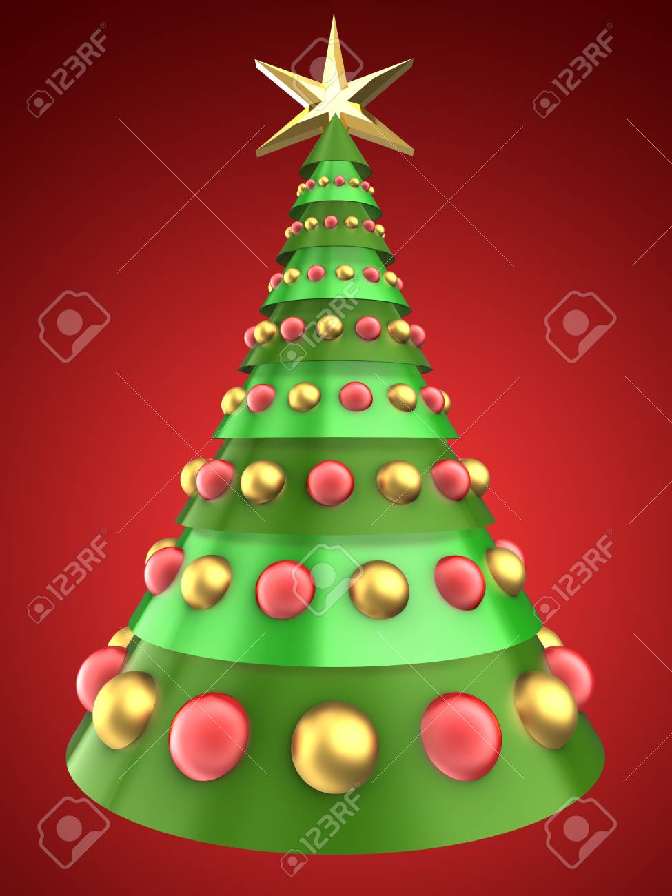 Albero Di Natale 3d.Immagini Stock Illustrazione 3d Dell Albero Di Natale Sopra Priorita Bassa Rossa Con Le Sfere Di Vetro Image 88045544