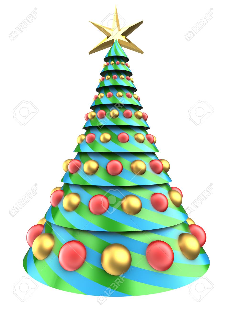 Illustrazione 3d Dellalbero Di Natale Sopra Priorità Bassa Bianca Con Le Sfere Di Vetro