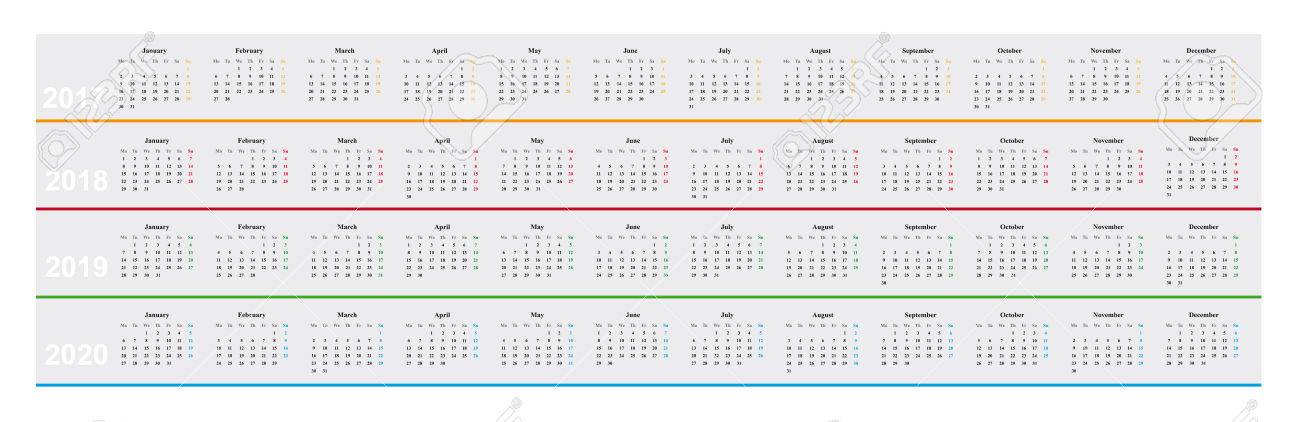 simple design basic calendar of year 2017 20178 2019 2019