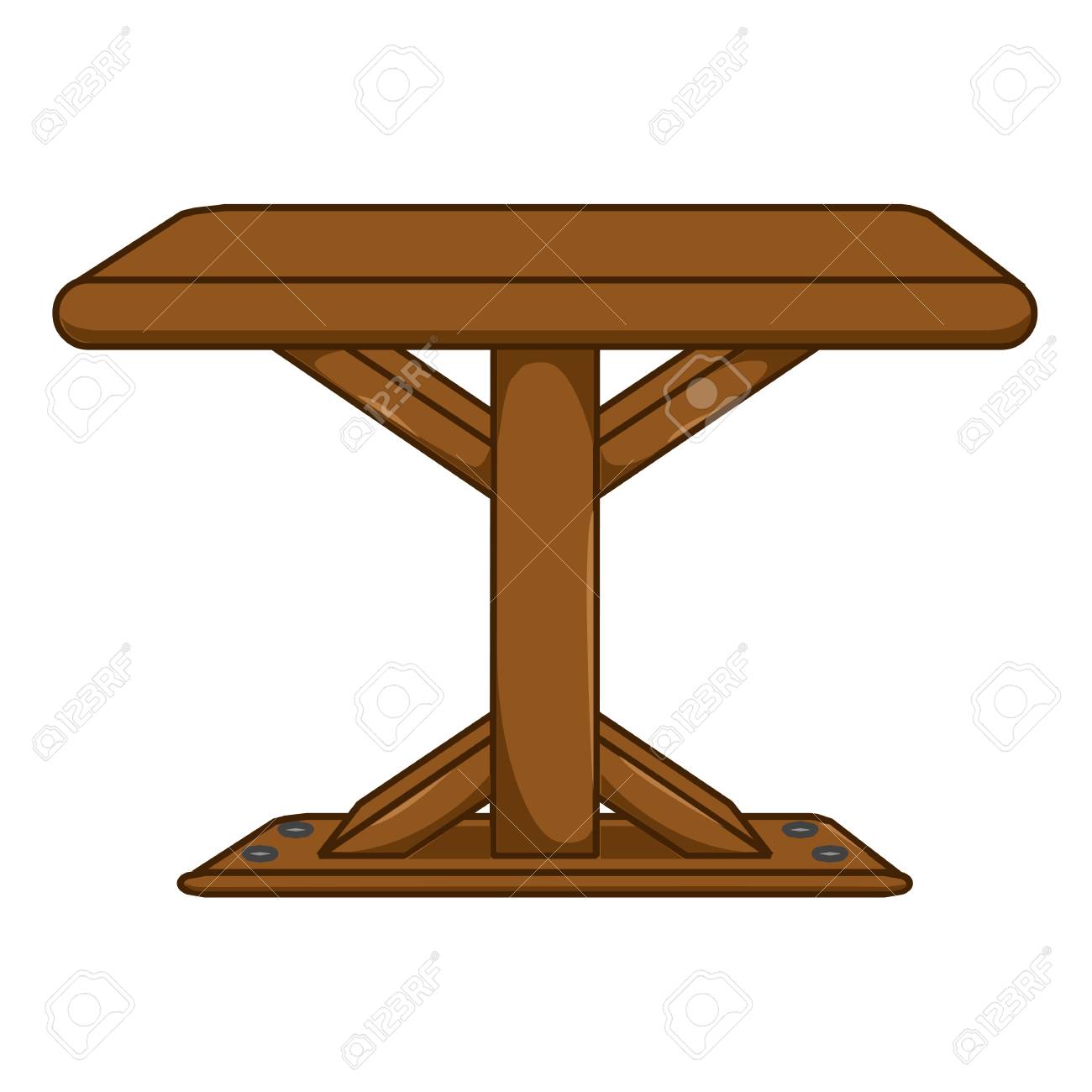 白い背景の上の分離された木製のテーブル イラストのイラスト素材 ベクタ Image