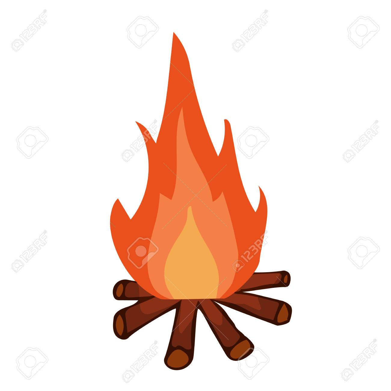 Feu De Camp Illustration Isole Sur Fond Blanc Clip Art Libres De Droits Vecteurs Et Illustration Image