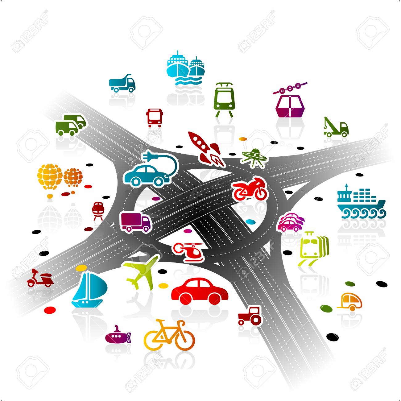 Transport Infrastructure Concept Illustration With Modern Highway Crossroad Royalty Free SVG, Cliparts, Vectors, And Stock Illustration. Image 83426267.